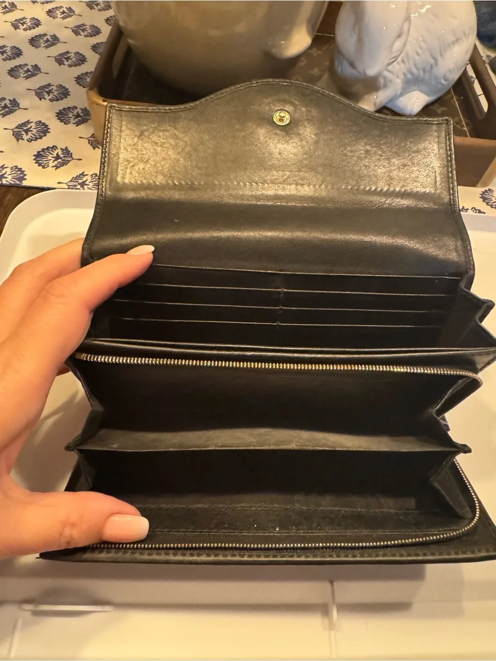 Gucci Black Embossed GG Leather Continental Wallet with Gold Logo READ BELOW 👇